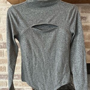 Express Body Contour Gray Cutout Long Sleeve Bodysuit Size Small
